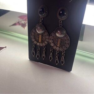 Vintage Elegant Silver and Black Dangle Earrings